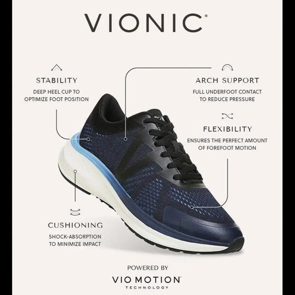Vionic Limitless Unisex Shoes Arch Support Navy W 7 / M 6 Performance Sneakers - Picture 5 of 8